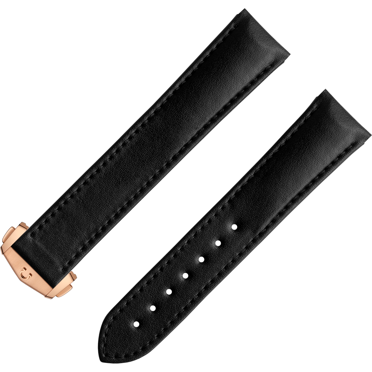 OMEGA Two‑piece strap Black vegan strap with foldover clasp — 032Z017133W