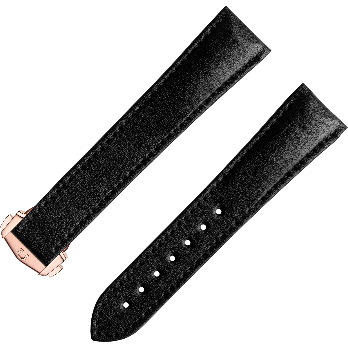OMEGA Two‑piece strap Black vegan strap with foldover clasp — 032Z017135W