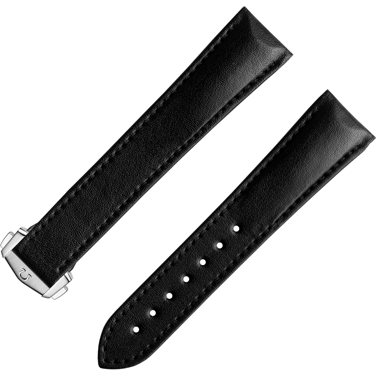 OMEGA Two‑piece strap Black vegan strap with foldover clasp — 032Z017135W