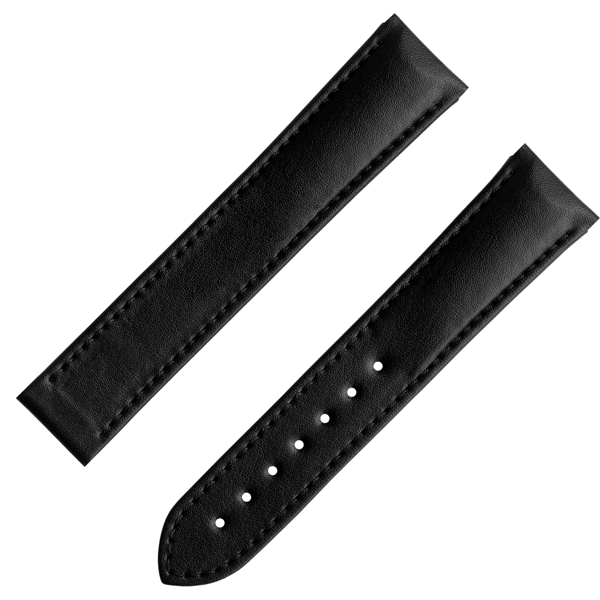 Two-piece strap - Black vegan strap with foldover clasp - 032Z017133W - View 1