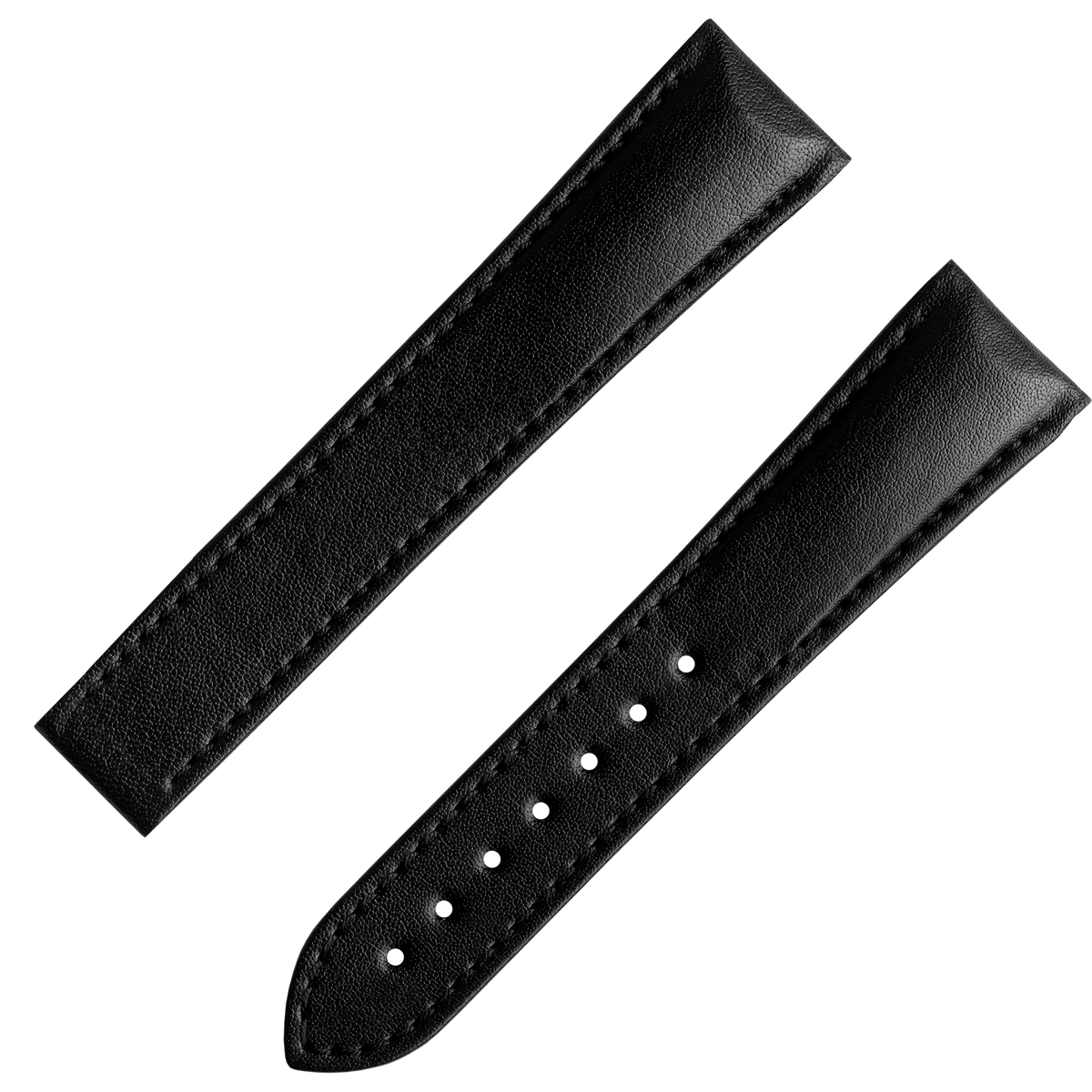 Two-piece strap - Black vegan strap with foldover clasp - 032Z017135W - View 1