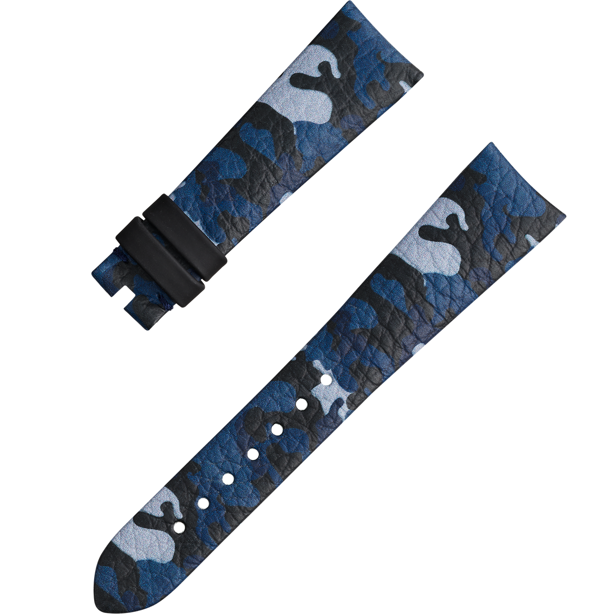 OMEGA Two‑piece strap Blue camo leather strap with pin buckle — 032CUZ011915W