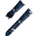 OMEGA Two‑piece strap Blue camo leather strap with pin buckle — 032CUZ011915W