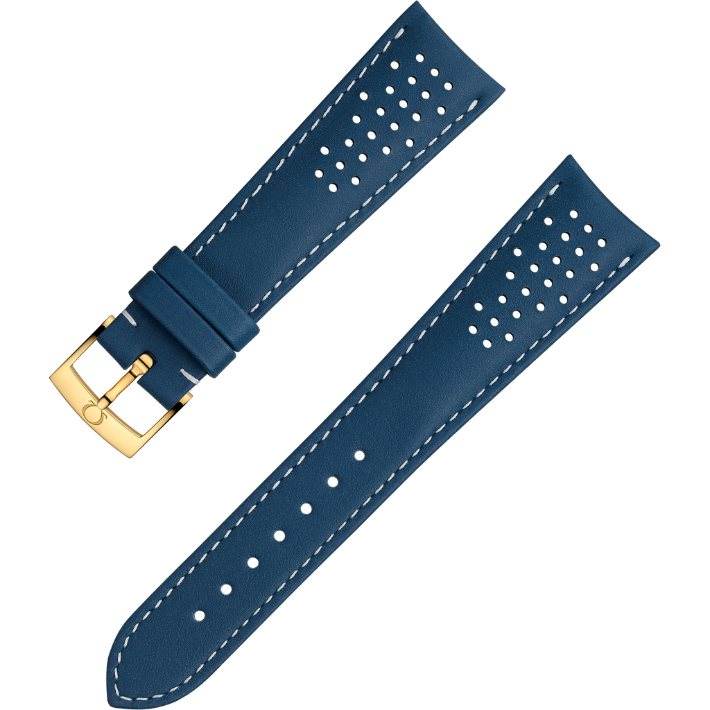 OMEGA Two‑piece strap Blue leather strap with pin buckle — 032CUZ010011W