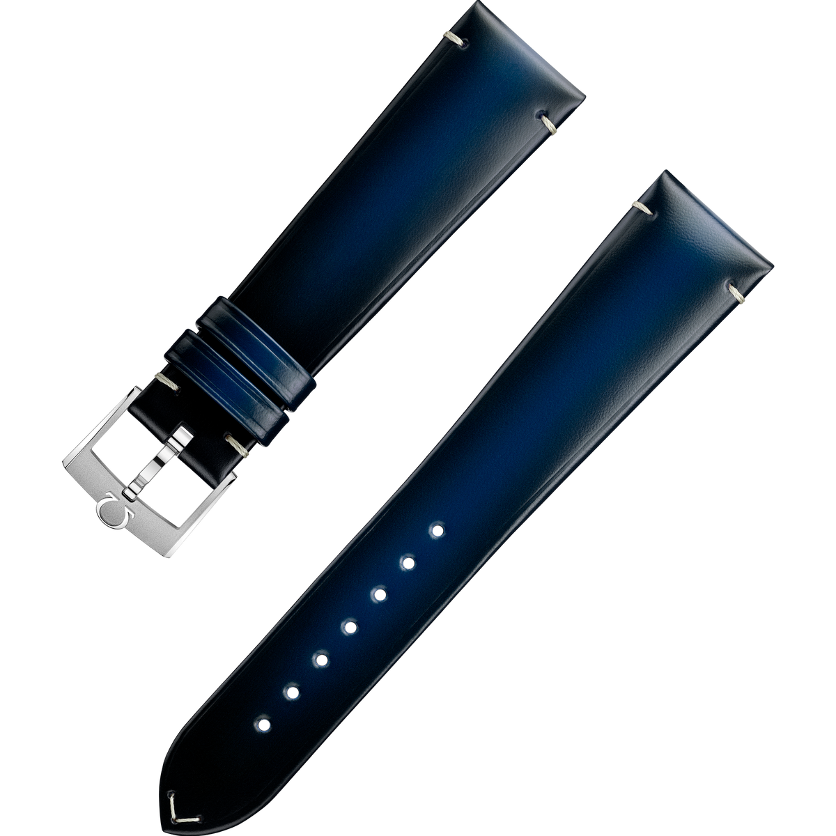 OMEGA Two‑piece strap Blue leather strap with pin buckle — 032CUZ015962W