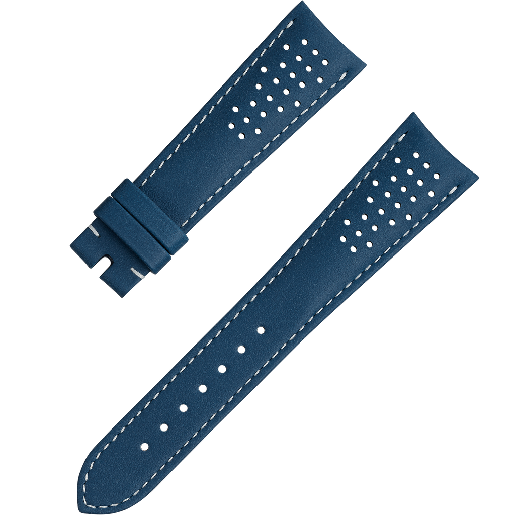 Two-piece strap - Blue leather strap with pin buckle - 032CUZ010011W - View 1