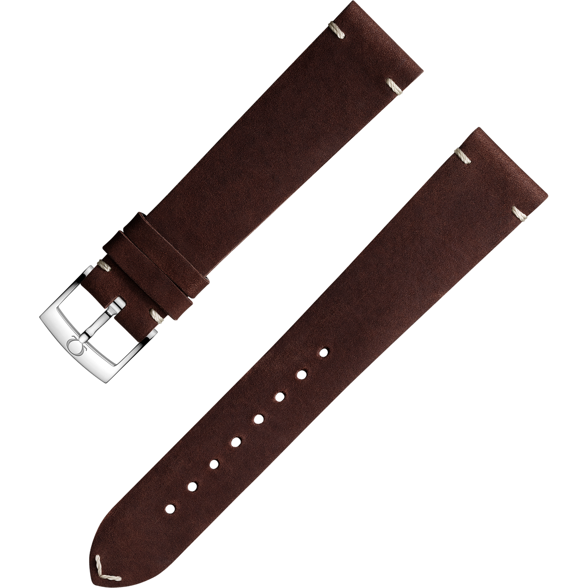 OMEGA Two‑piece strap Brown leather strap with pin buckle — 032CUZ006677W