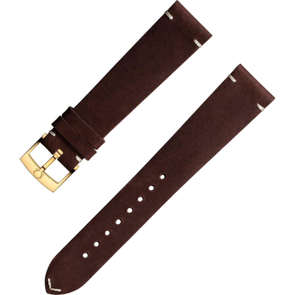 OMEGA Two‑piece strap Brown leather strap with pin buckle — 032CUZ006677W