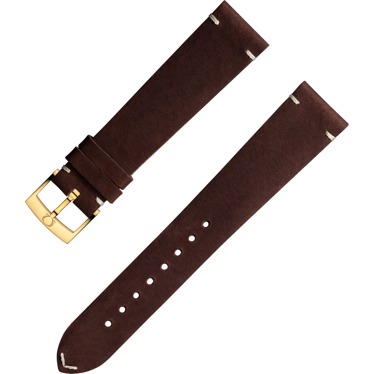 OMEGA Two‑piece strap Brown leather strap with pin buckle — 032CUZ006677W