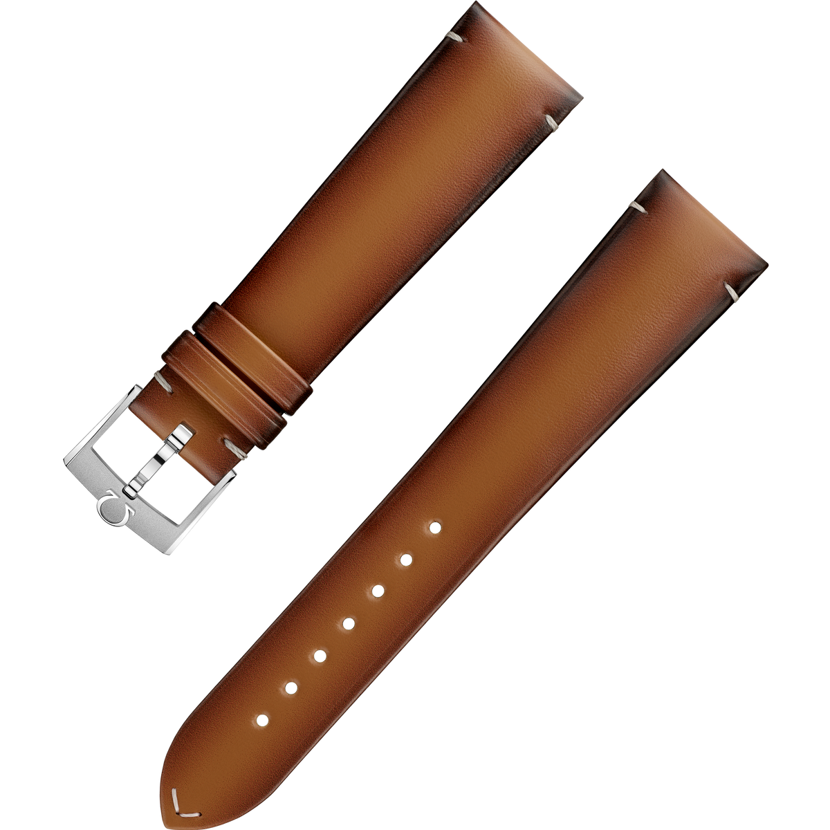 OMEGA Two‑piece strap Brown leather strap with pin buckle — 032CUZ015429W