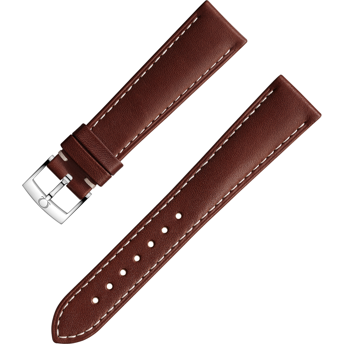 OMEGA Two‑piece strap Brown leather strap with pin buckle — 98000409W