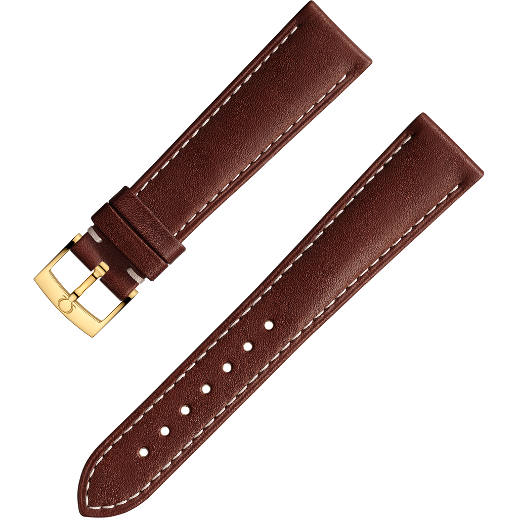 OMEGA Two‑piece strap Brown leather strap with pin buckle — 98000409W