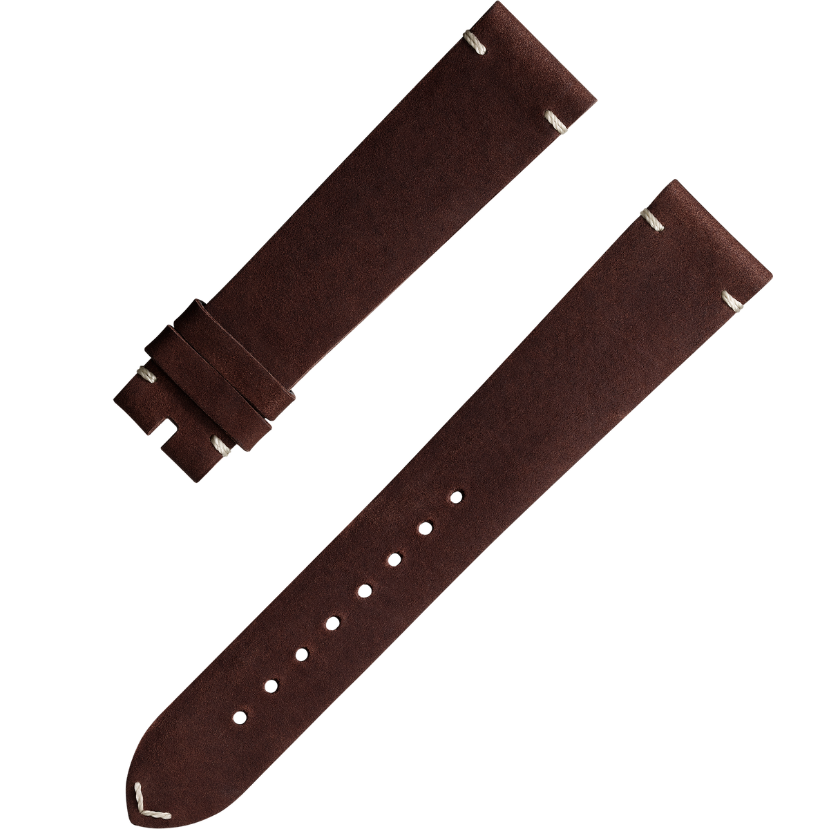 Two-piece strap - Brown leather strap with pin buckle - 032CUZ006677W - View 1