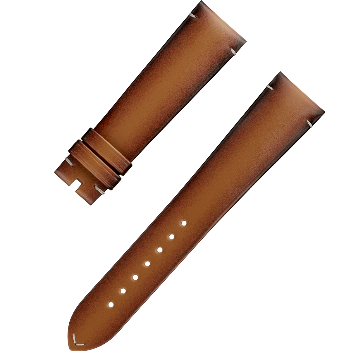 Two-piece strap - Brown leather strap with pin buckle - 032CUZ015429W - View 1