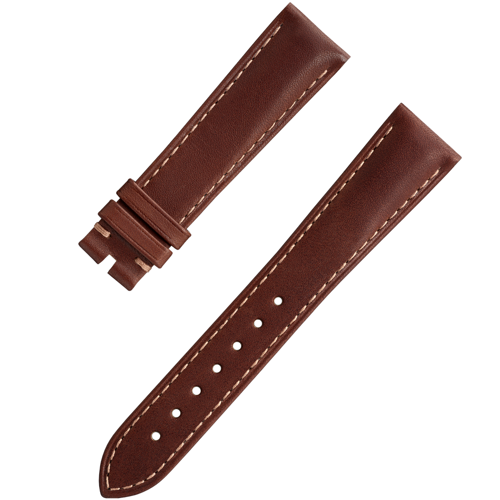 Two-piece strap - Brown leather strap with pin buckle - 032Z020704W - View 1
