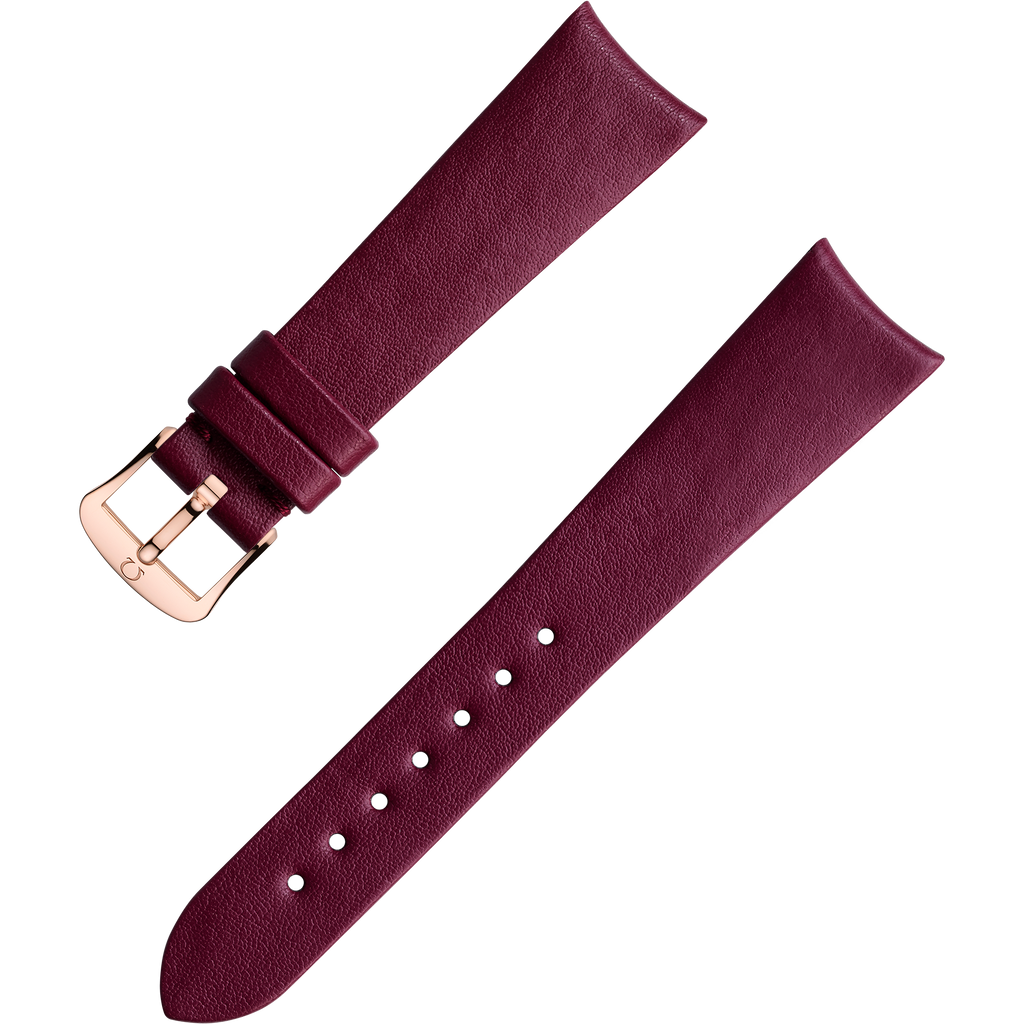 OMEGA Two‑piece strap Burgundy vegan strap with pin buckle — 032Z017136W