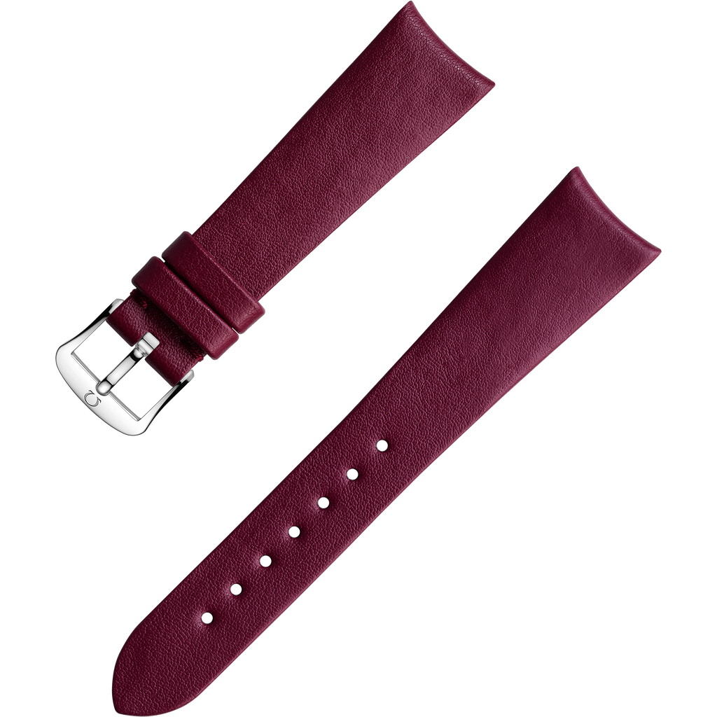 OMEGA Two‑piece strap Burgundy vegan strap with pin buckle — 032Z017136W