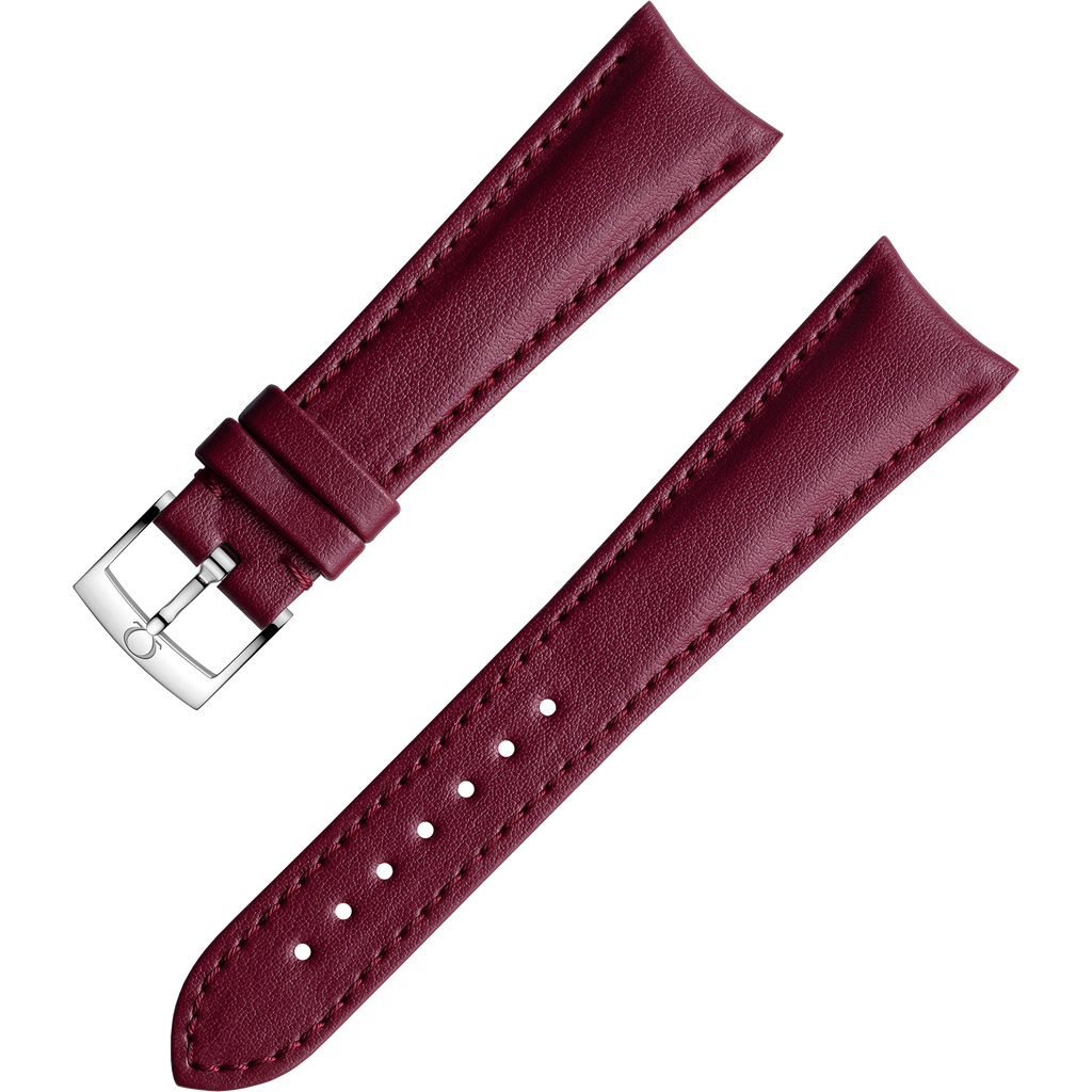 OMEGA Two‑piece strap Burgundy vegan strap with pin buckle — 032Z017137W