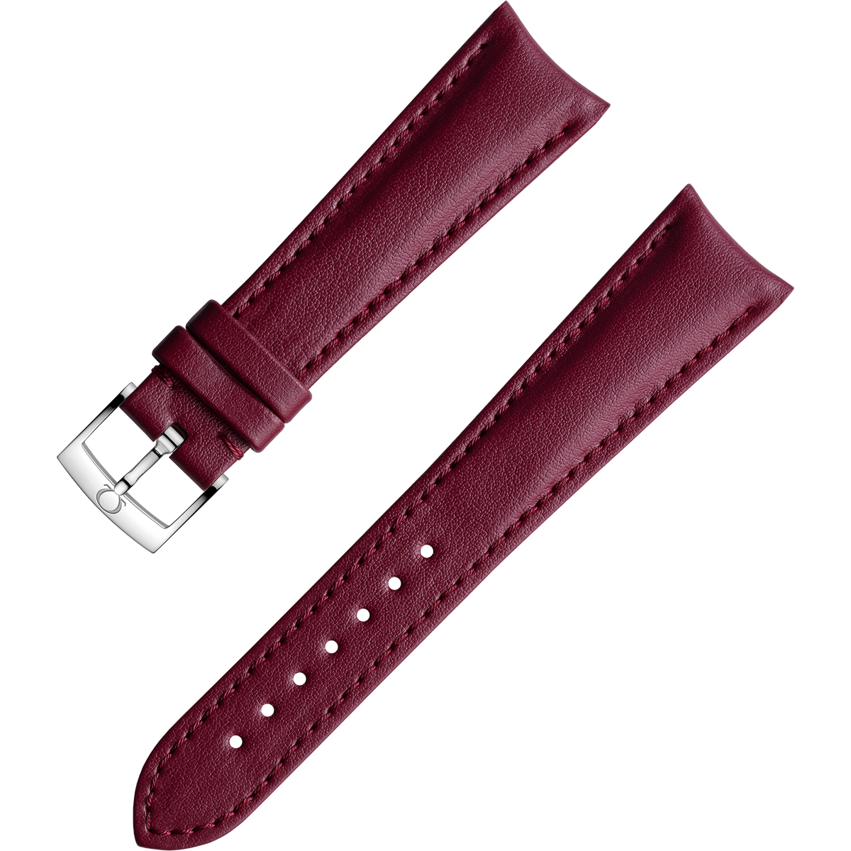 OMEGA Two‑piece strap Burgundy vegan strap with pin buckle — 032Z017137W