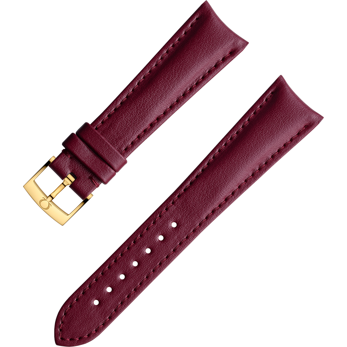 OMEGA Two‑piece strap Burgundy vegan strap with pin buckle — 032Z017137W