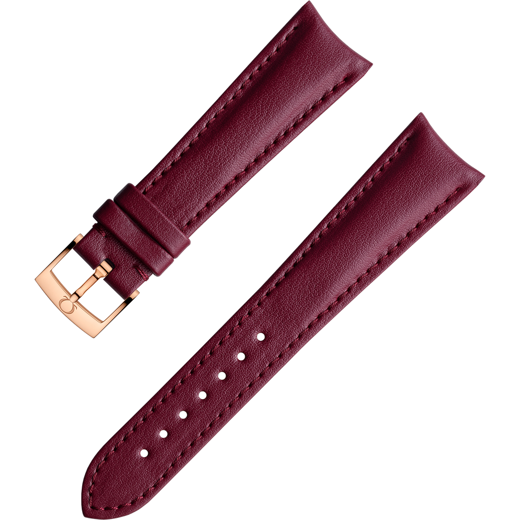 OMEGA Two‑piece strap Burgundy vegan strap with pin buckle — 032Z017137W