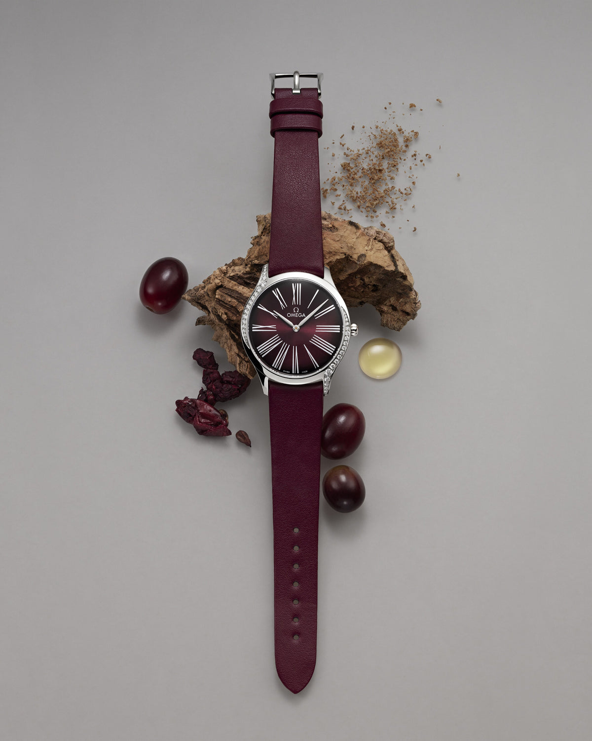 Two-piece strap - Burgundy vegan strap with pin buckle - 032Z017136W - View 2