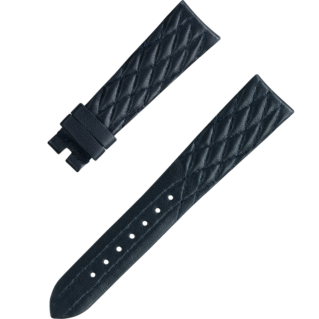 OMEGA Two‑piece strap Dark blue leather strap with pin buckle — 032CUZ011315W