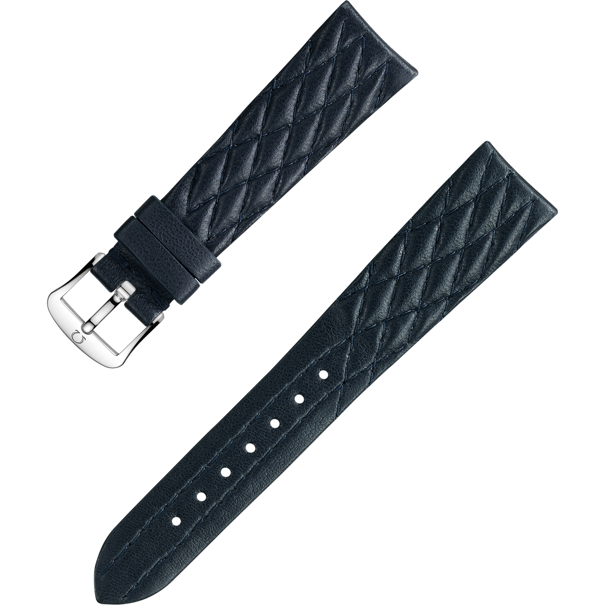 OMEGA Two‑piece strap Dark blue leather strap with pin buckle — 032CUZ011315W