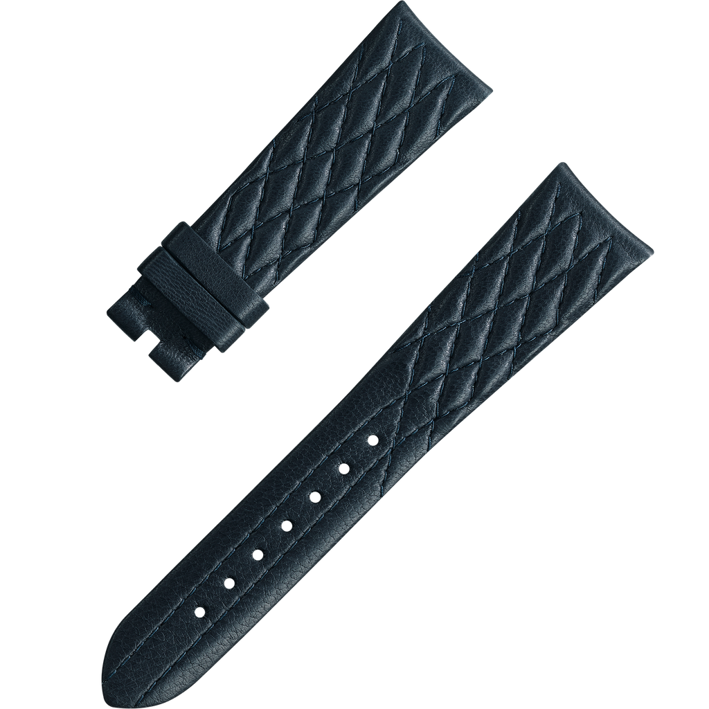 OMEGA Two‑piece strap Dark blue leather strap with pin buckle — 032CUZ011315W