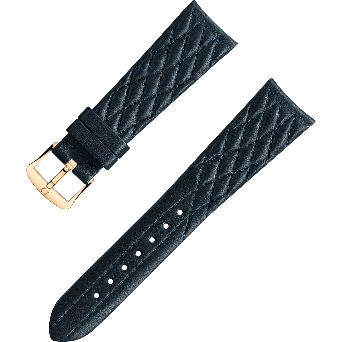 OMEGA Two‑piece strap Dark blue leather strap with pin buckle — 032CUZ011315W