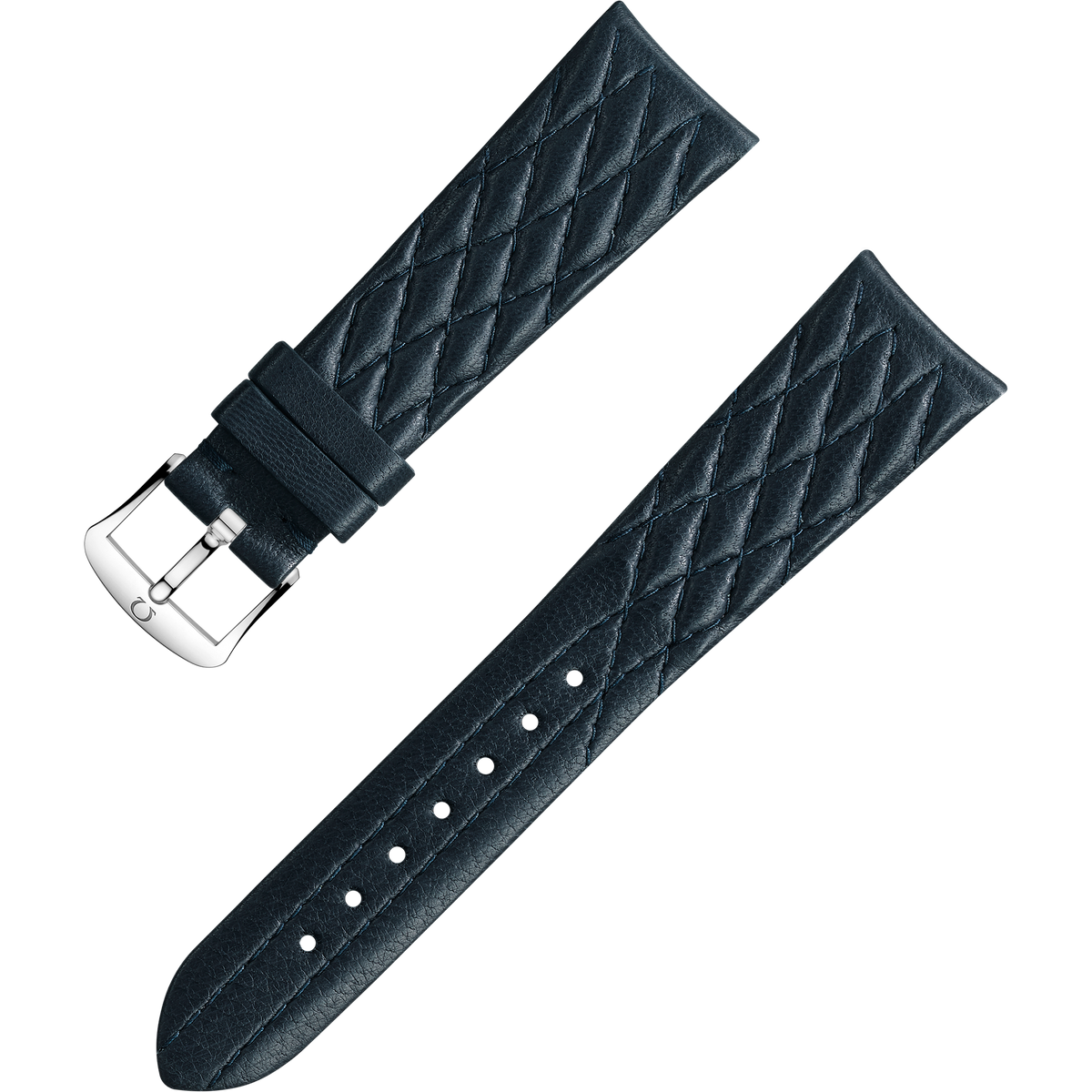 OMEGA Two‑piece strap Dark blue leather strap with pin buckle — 032CUZ011315W