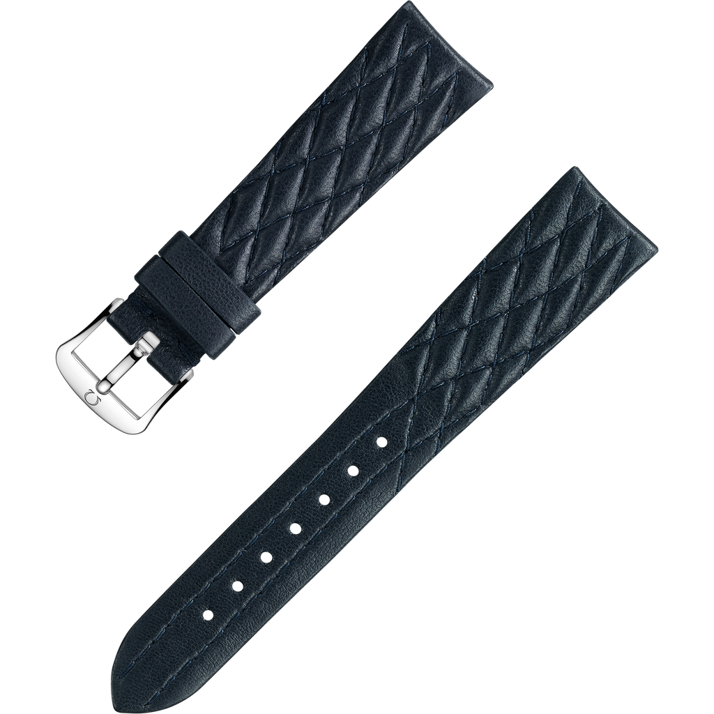 Two-piece strap - Dark blue leather strap with pin buckle - 032CUZ011315W - View 1