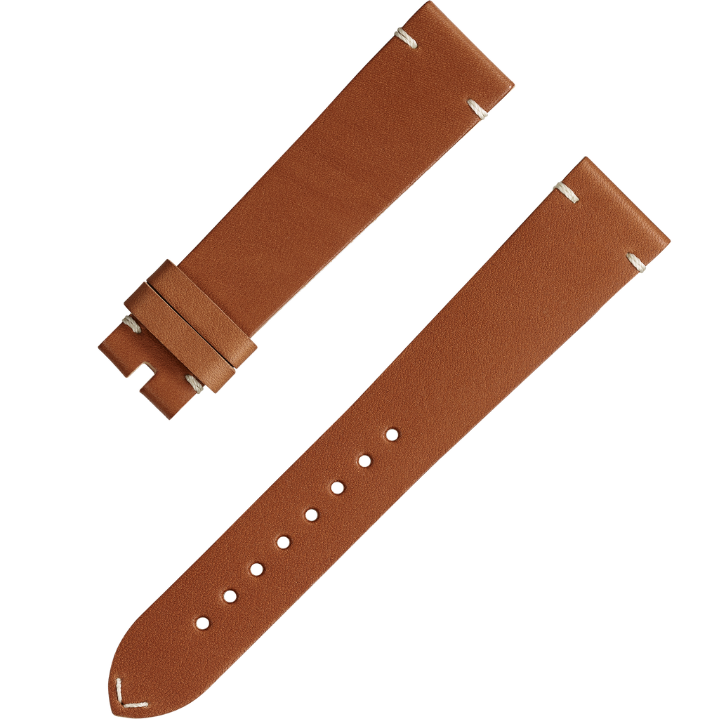 OMEGA Two‑piece strap Golden brown leather strap with pin buckle — 032CUZ006676W