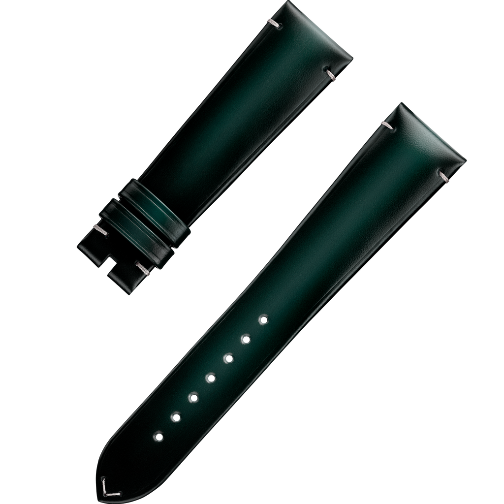 OMEGA Two‑piece strap Green leather strap with pin buckle — 032CUZ015669W