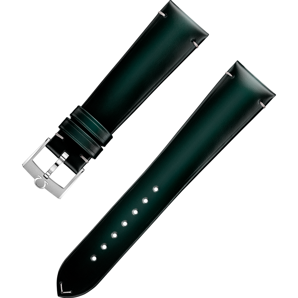 OMEGA Two‑piece strap Green leather strap with pin buckle — 032CUZ015669W