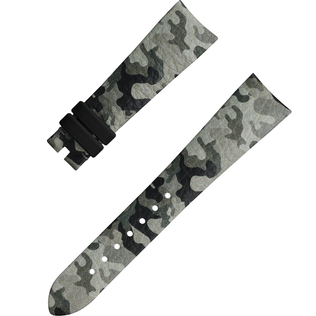 OMEGA Two‑piece strap Grey camo leather strap with pin buckle — 032CUZ011912W