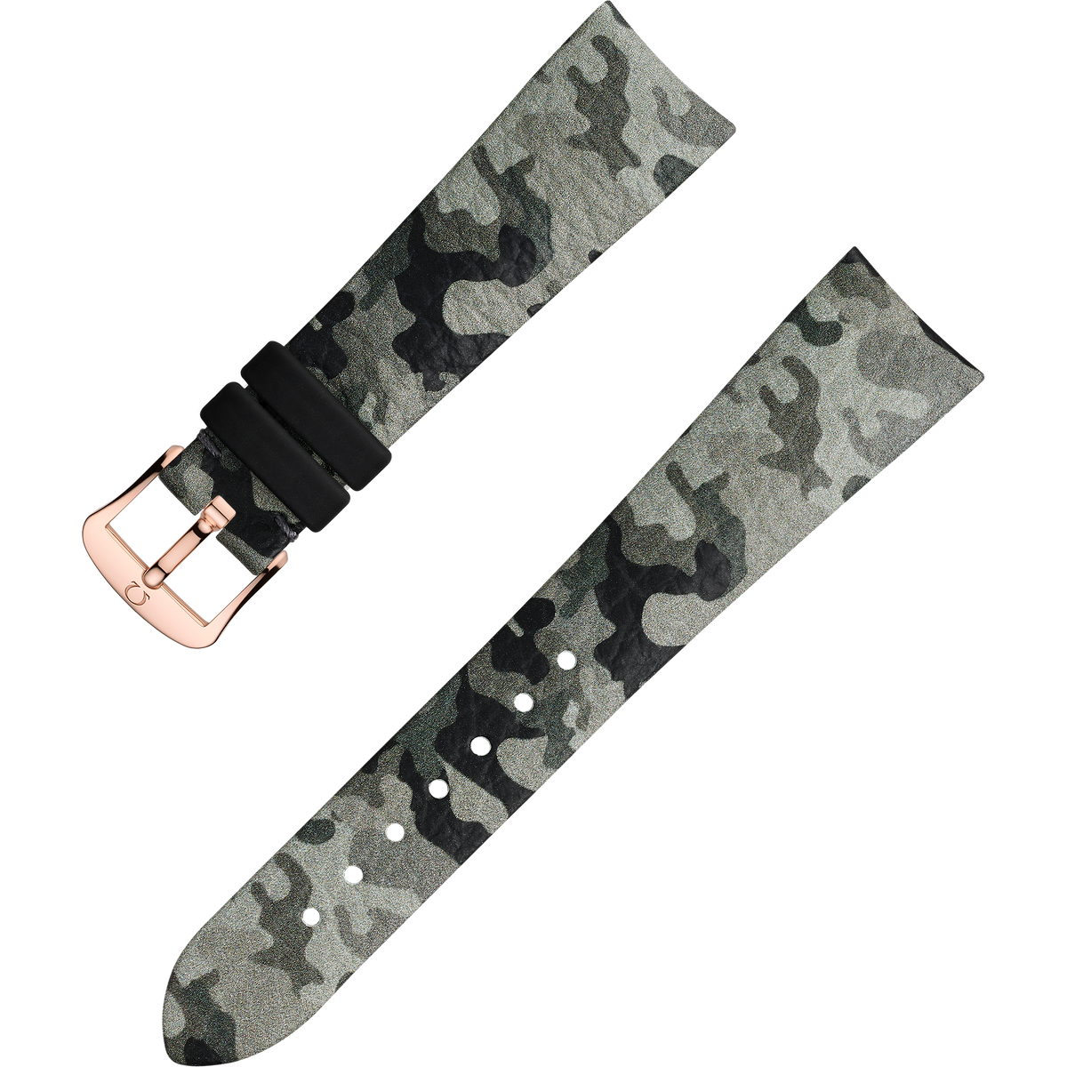 OMEGA Two‑piece strap Grey camo leather strap with pin buckle — 032CUZ011912W