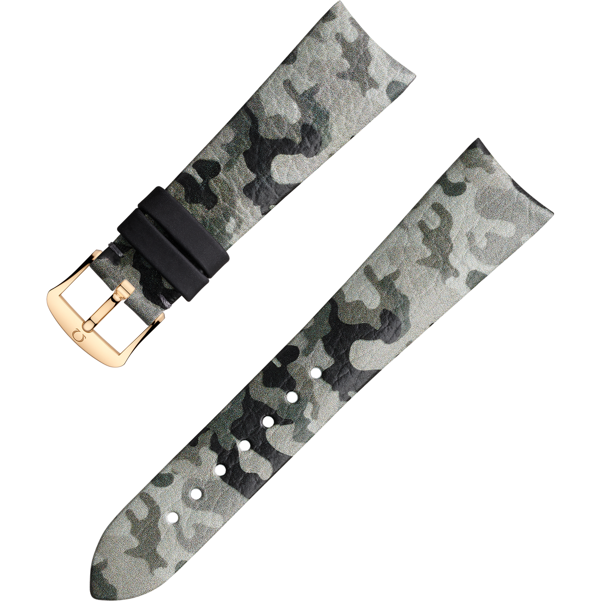 OMEGA Two‑piece strap Grey camo leather strap with pin buckle — 032CUZ011912W