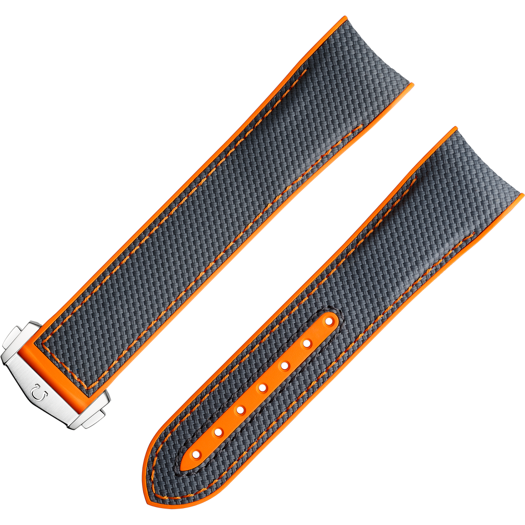 OMEGA Two‑piece strap Seamaster Planet Ocean 600M grey rubber strap with foldover clasp — 032CVZ005088W