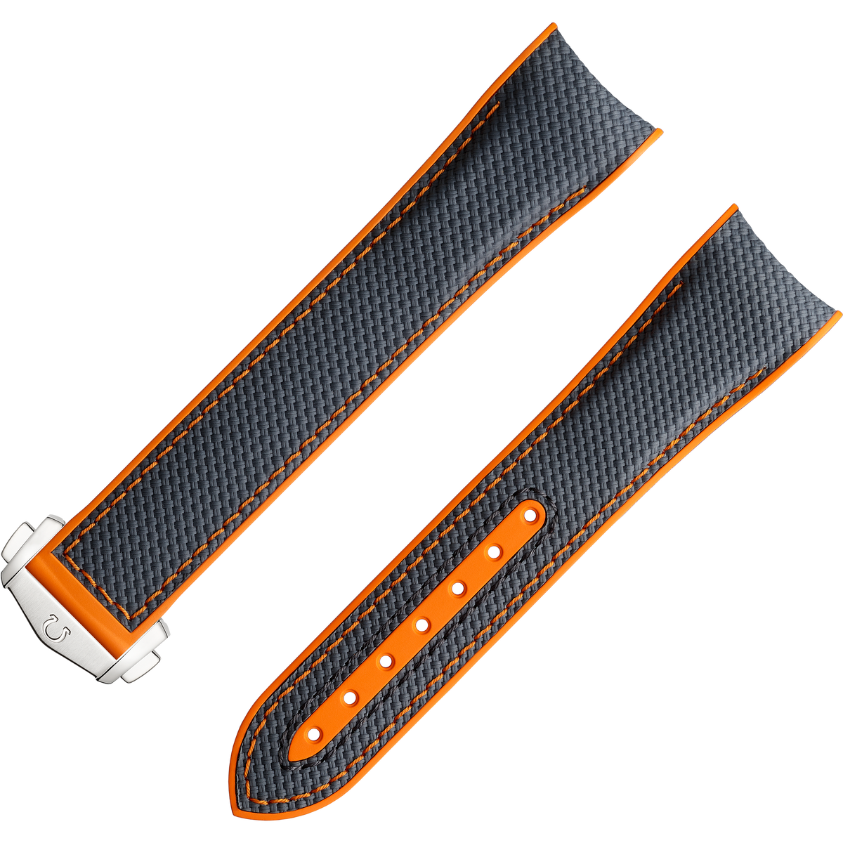 OMEGA Two‑piece strap Seamaster Planet Ocean 600M grey rubber strap with foldover clasp — 032CVZ005088W