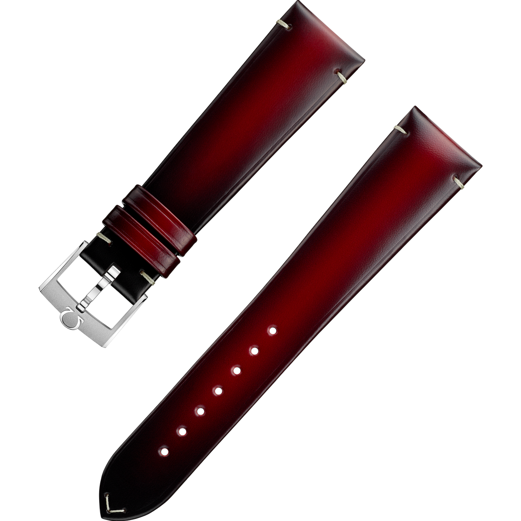 OMEGA Two‑piece strap Red leather strap with pin buckle — 032CUZ015430W