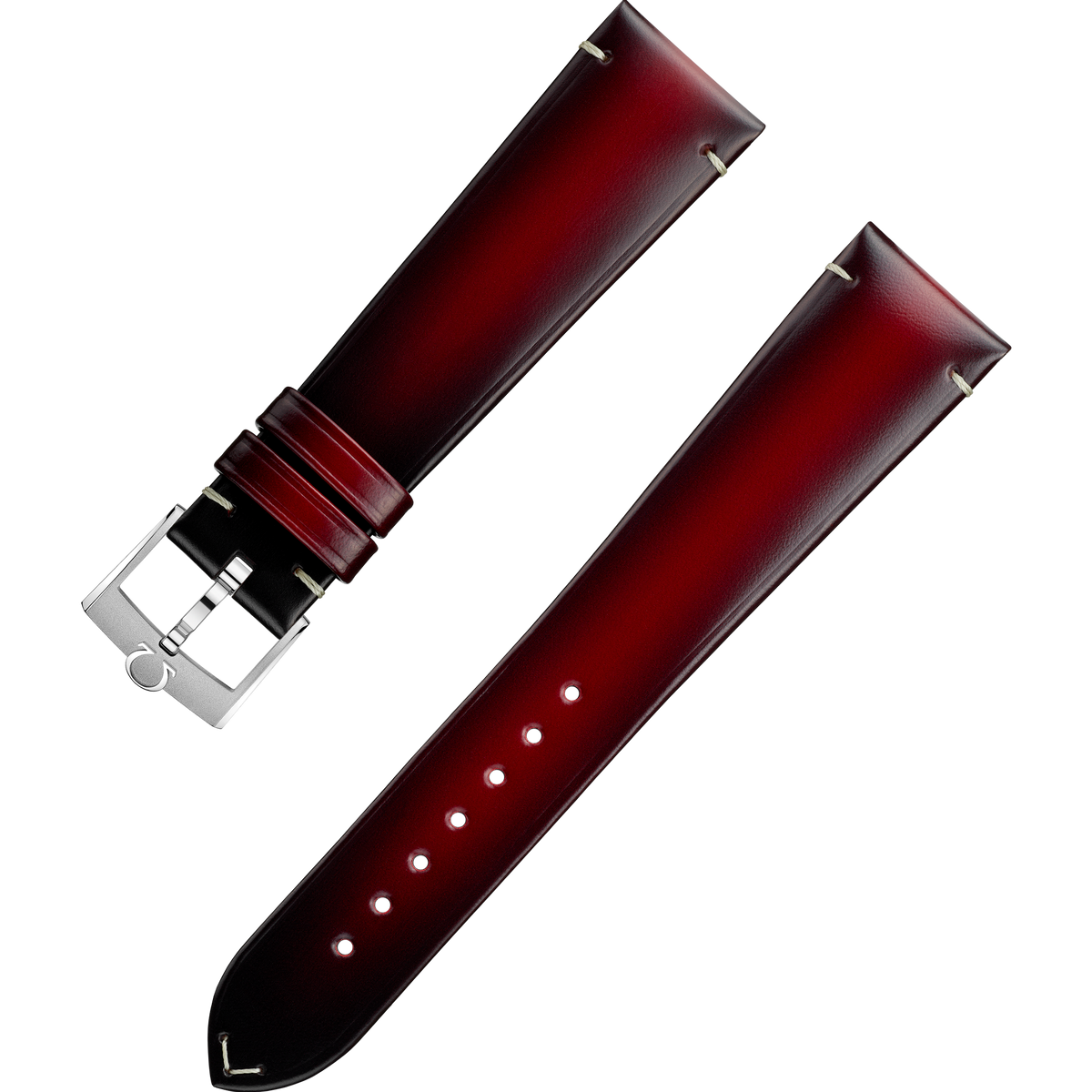 OMEGA Two‑piece strap Red leather strap with pin buckle — 032CUZ015430W