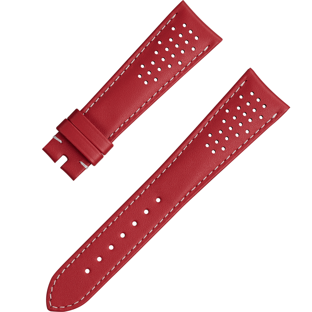 Two-piece strap - Red leather strap with pin buckle - 032CUZ010020W - View 1