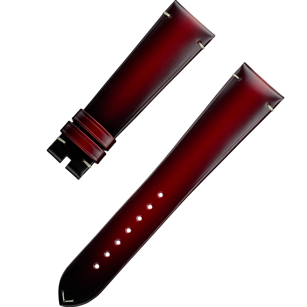 Two-piece strap - Red leather strap with pin buckle - 032CUZ015430W - View 1