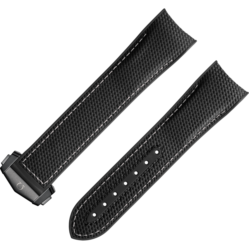 OMEGA Two‑piece strap Seamaster Planet Ocean 600M black rubber strap with foldover clasp — 032CVZ005517W