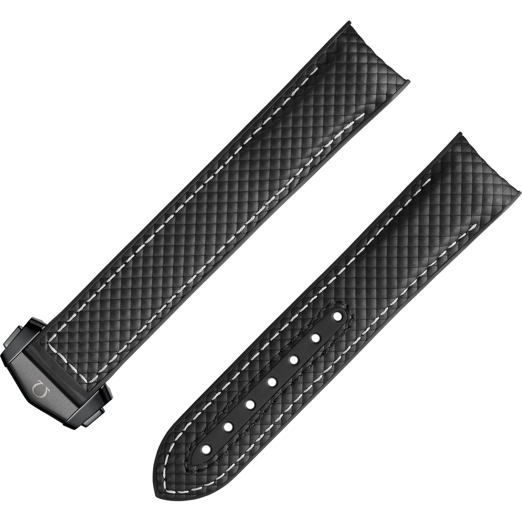 OMEGA Two‑piece strap Seamaster Planet Ocean 600M black rubber strap with foldover clasp — 032CVZ009738W