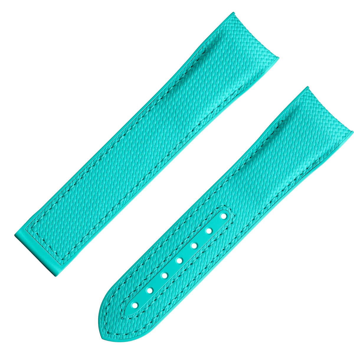 OMEGA Two‑piece strap Seamaster Planet Ocean 600M turquoise rubber strap with foldover clasp — 032Z018938W
