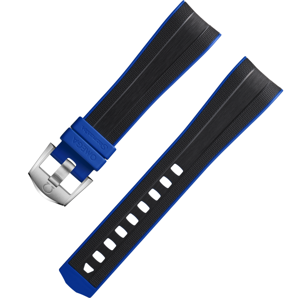Two-piece strap - Seamaster Planet Ocean Ultra Deep black rubber strap with pin buckle - 032Z017367W - View 1