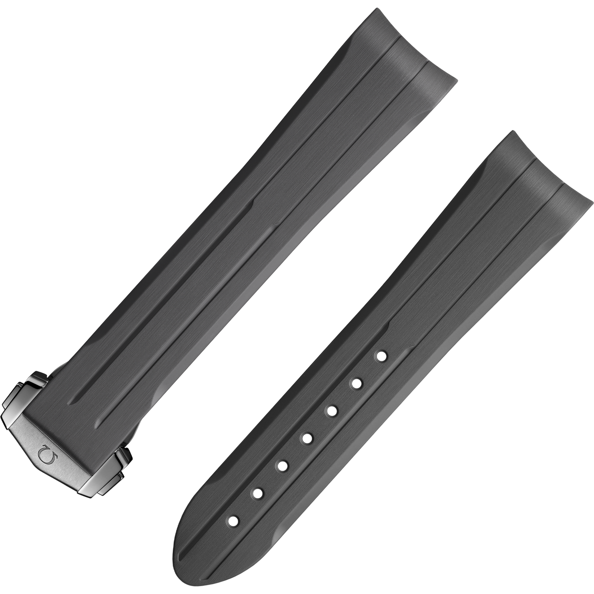 OMEGA Two‑piece strap Speedmaster Dark Side of the Moon grey rubber strap with foldover clasp — 032Z021285W