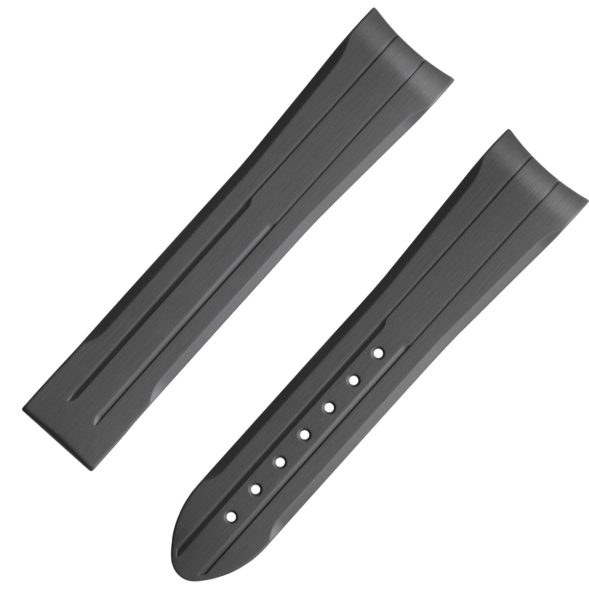 Two-piece strap - Speedmaster Dark Side of the Moon grey rubber strap with foldover clasp - 032Z021285W - View 1